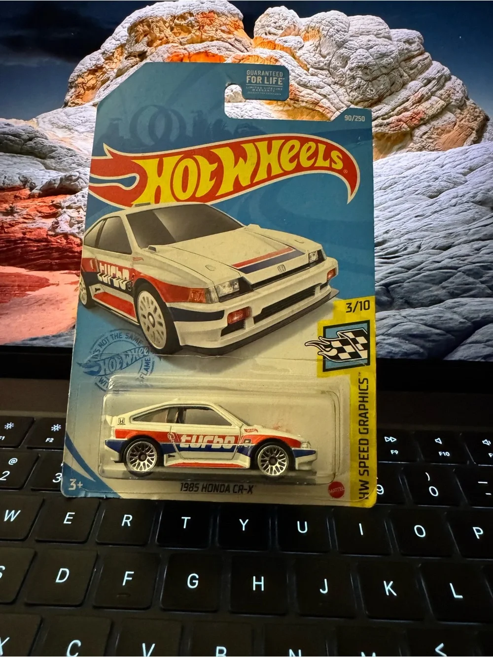 Hot Wheels 1985 Honda CR-X Toy Car - White with Red & Blue Graphics